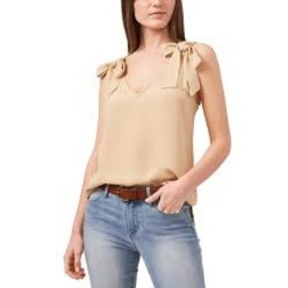 CeCe Tops - Cece Bow tie Tank in Beige Tan V-neck Size XS